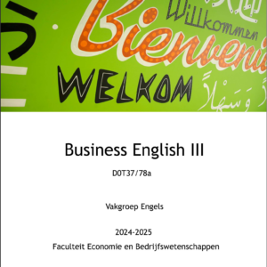 Business English III - Engels 3